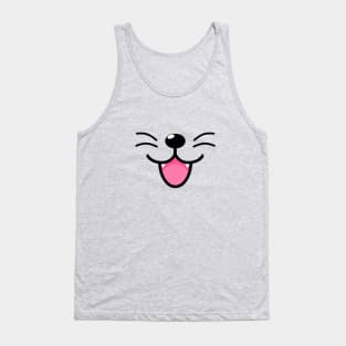 Funny Cat Mouth Design Tank Top